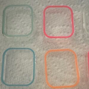 Clear Protective Apple Watch Frame Covers in Mint, Pink, Blue, Orange